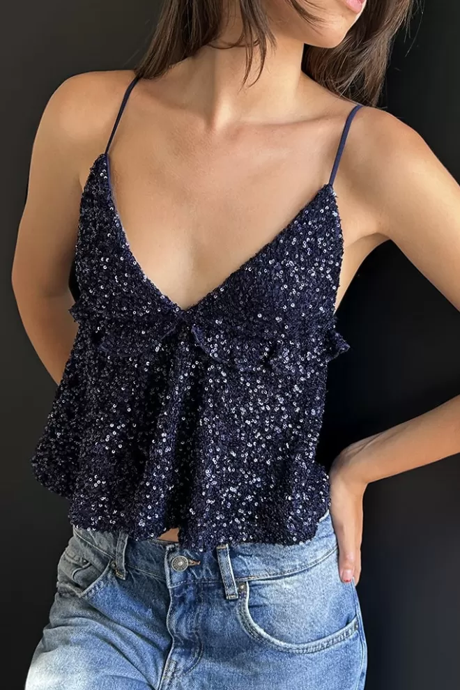 Subdued Top con rouches paillettes-Donna Top