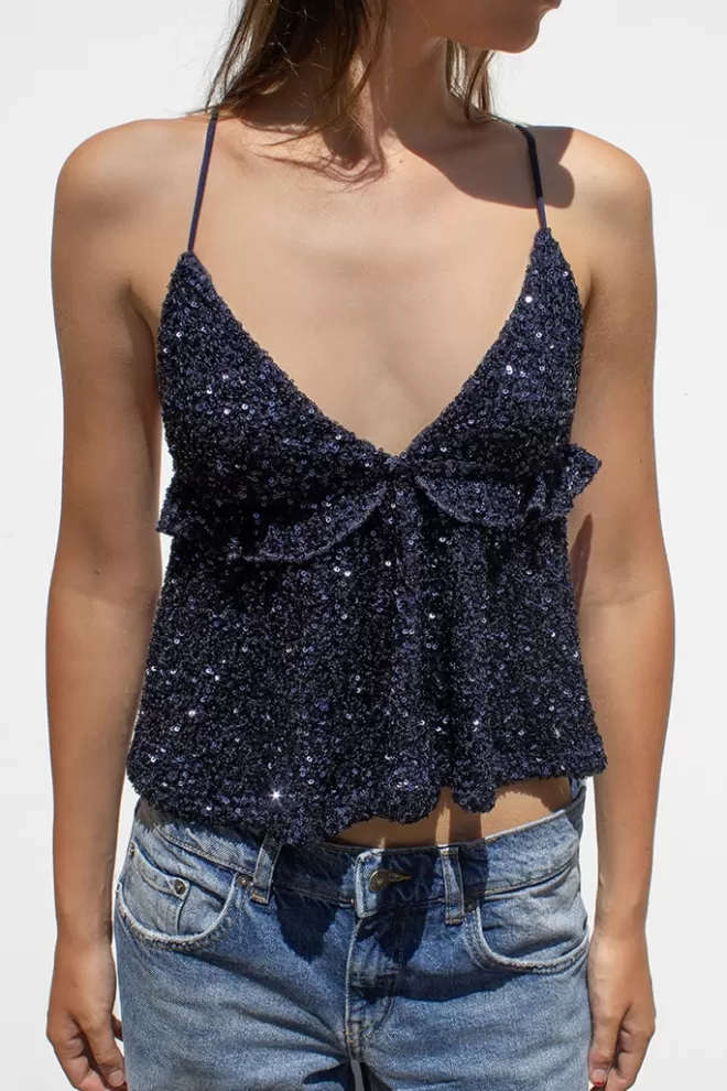 Subdued Top con rouches paillettes-Donna Top