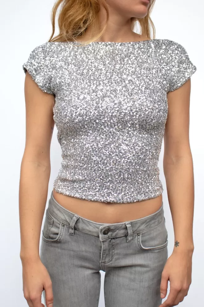 Subdued T-shirt schiena scoperta con paillettes-Donna T-Shirt